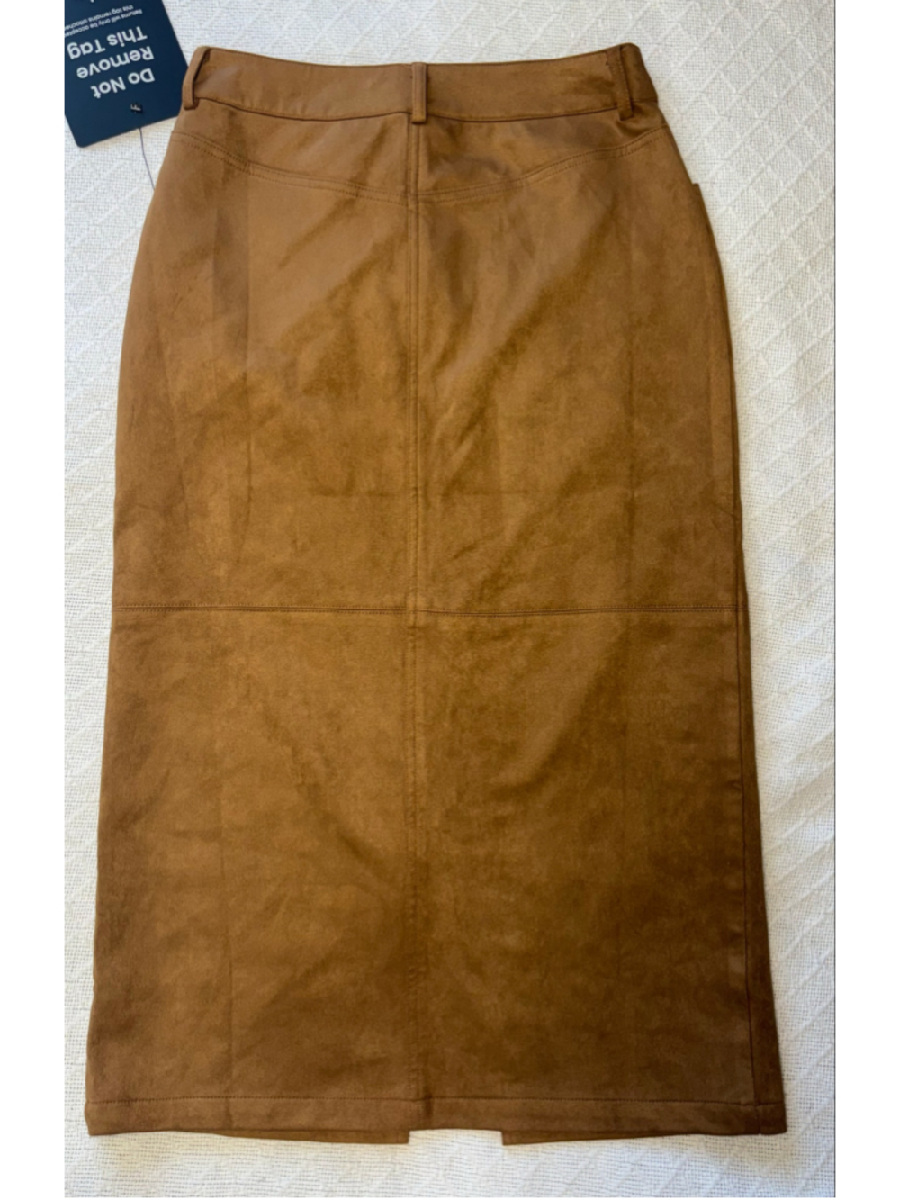 Lulus Faux Suede Midi Skirt NWT Size Small Brown Front Slit Camel Tan Western - Picture 3 of 9